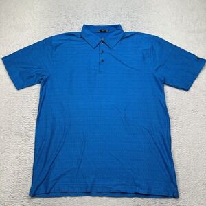 Tiger Woods Golf Polo Shirt Mens Size XL Blue Geometric Short Sleeve Henley